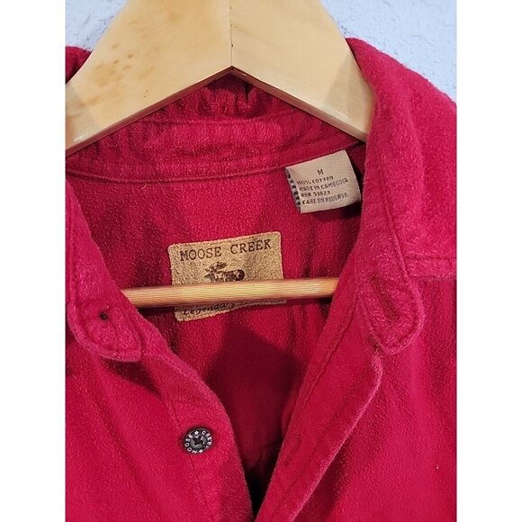 Moose Creek Mens Brushed Cotton Medium Long Sleeve Button Up Red - Picture 3 of 7